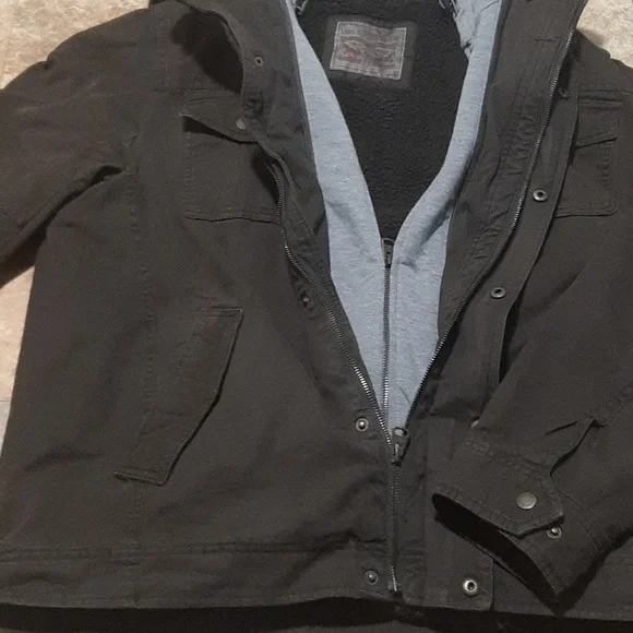 NWOT Men's Levi's Washed Cotton Sherpa-Lined Hooded Jacket. Size Large. - Picture 2 of 8